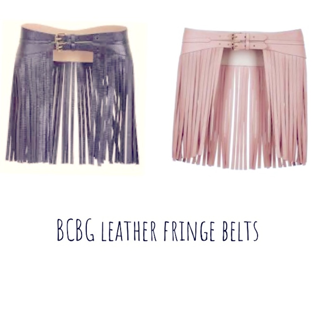 Bcbg leather fringe belt